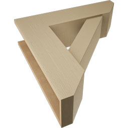 Ekena Millwork - BKTUR0756X28X28TRA06RCPR - Timberthane Faux Wood Traditional Style Bracket w/ Offset Brace, Slat Ends, 7 1/2"W x 28"D x 28"H, Primed Tan