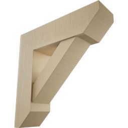Ekena Millwork - BKTUR0756X28X28TRA06RCPR - Timberthane Faux Wood Traditional Style Bracket w/ Offset Brace, Slat Ends, 7 1/2"W x 28"D x 28"H, Primed Tan