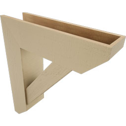 Ekena Millwork - BKTUR0756X28X32TRA06RCPR - Timberthane Faux Wood Traditional Style Bracket w/ Offset Brace, Slat Ends, 7 1/2"W x 28"D x 32"H, Primed Tan