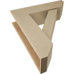 Ekena Millwork - BKTUR0756X28X32TRA06RCPR - Timberthane Faux Wood Traditional Style Bracket w/ Offset Brace, Slat Ends, 7 1/2"W x 28"D x 32"H, Primed Tan