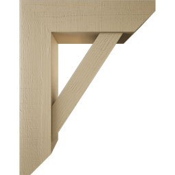 Ekena Millwork - BKTUR0756X28X36TRA06RCPR - Timberthane Faux Wood Traditional Style Bracket w/ Offset Brace, Slat Ends, 7 1/2"W x 28"D x 36"H, Primed Tan