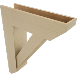 Ekena Millwork - BKTUR0756X28X36TRA06RCPR - Timberthane Faux Wood Traditional Style Bracket w/ Offset Brace, Slat Ends, 7 1/2"W x 28"D x 36"H, Primed Tan