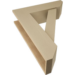 Ekena Millwork - BKTUR0756X28X36TRA06RCPR - Timberthane Faux Wood Traditional Style Bracket w/ Offset Brace, Slat Ends, 7 1/2"W x 28"D x 36"H, Primed Tan