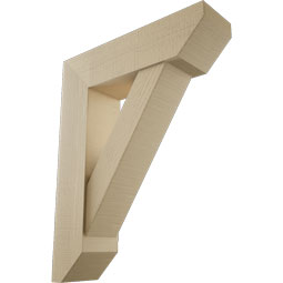 Ekena Millwork - BKTUR0756X28X36TRA06RCPR - Timberthane Faux Wood Traditional Style Bracket w/ Offset Brace, Slat Ends, 7 1/2"W x 28"D x 36"H, Primed Tan