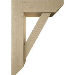 Ekena Millwork - BKTUR0756X28X40TRA06RCPR - Timberthane Faux Wood Traditional Style Bracket w/ Offset Brace, Slat Ends, 7 1/2"W x 28"D x 40"H, Primed Tan