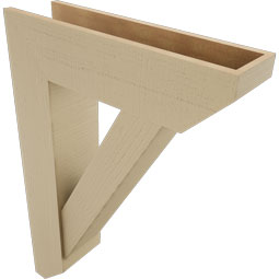 Ekena Millwork - BKTUR0756X28X40TRA06RCPR - Timberthane Faux Wood Traditional Style Bracket w/ Offset Brace, Slat Ends, 7 1/2"W x 28"D x 40"H, Primed Tan