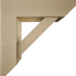 Ekena Millwork - BKTUR0756X30X30TRA06RCPR - Timberthane Faux Wood Traditional Style Bracket w/ Offset Brace, Slat Ends, 7 1/2"W x 30"D x 30"H, Primed Tan