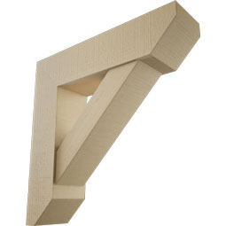 Ekena Millwork - BKTUR0756X30X30TRA06RCPR - Timberthane Faux Wood Traditional Style Bracket w/ Offset Brace, Slat Ends, 7 1/2"W x 30"D x 30"H, Primed Tan