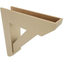 Ekena Millwork - BKTUR0756X30X34TRA06RCPR - Timberthane Faux Wood Traditional Style Bracket w/ Offset Brace, Slat Ends, 7 1/2"W x 30"D x 34"H, Primed Tan