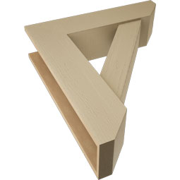 Ekena Millwork - BKTUR0756X30X34TRA06RCPR - Timberthane Faux Wood Traditional Style Bracket w/ Offset Brace, Slat Ends, 7 1/2"W x 30"D x 34"H, Primed Tan