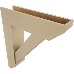 Ekena Millwork - BKTUR0756X30X36TRA06RCPR - Timberthane Faux Wood Traditional Style Bracket w/ Offset Brace, Slat Ends, 7 1/2"W x 30"D x 36"H, Primed Tan