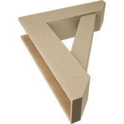 Ekena Millwork - BKTUR0756X30X36TRA06RCPR - Timberthane Faux Wood Traditional Style Bracket w/ Offset Brace, Slat Ends, 7 1/2"W x 30"D x 36"H, Primed Tan
