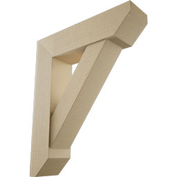 Ekena Millwork - BKTUR0756X30X36TRA06RCPR - Timberthane Faux Wood Traditional Style Bracket w/ Offset Brace, Slat Ends, 7 1/2"W x 30"D x 36"H, Primed Tan