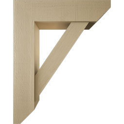 Ekena Millwork - BKTUR0756X30X38TRA06RCPR - Timberthane Faux Wood Traditional Style Bracket w/ Offset Brace, Slat Ends, 7 1/2"W x 30"D x 38"H, Primed Tan