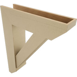 Ekena Millwork - BKTUR0756X30X38TRA06RCPR - Timberthane Faux Wood Traditional Style Bracket w/ Offset Brace, Slat Ends, 7 1/2"W x 30"D x 38"H, Primed Tan