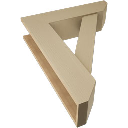 Ekena Millwork - BKTUR0756X30X38TRA06RCPR - Timberthane Faux Wood Traditional Style Bracket w/ Offset Brace, Slat Ends, 7 1/2"W x 30"D x 38"H, Primed Tan
