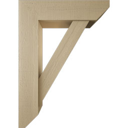 Ekena Millwork - BKTUR0756X30X42TRA06RCPR - Timberthane Faux Wood Traditional Style Bracket w/ Offset Brace, Slat Ends, 7 1/2"W x 30"D x 42"H, Primed Tan