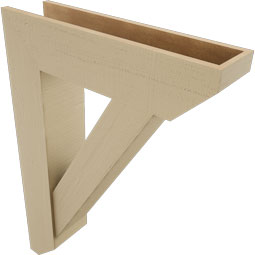 Ekena Millwork - BKTUR0756X30X42TRA06RCPR - Timberthane Faux Wood Traditional Style Bracket w/ Offset Brace, Slat Ends, 7 1/2"W x 30"D x 42"H, Primed Tan