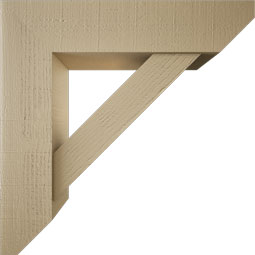 Ekena Millwork - BKTUR0756X32X32TRA06RCPR - Timberthane Faux Wood Traditional Style Bracket w/ Offset Brace, Slat Ends, 7 1/2"W x 32"D x 32"H, Primed Tan