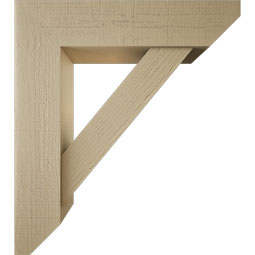 Ekena Millwork - BKTUR0756X32X36TRA06RCPR - Timberthane Faux Wood Traditional Style Bracket w/ Offset Brace, Slat Ends, 7 1/2"W x 32"D x 36"H, Primed Tan