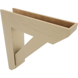 Ekena Millwork - BKTUR0756X32X36TRA06RCPR - Timberthane Faux Wood Traditional Style Bracket w/ Offset Brace, Slat Ends, 7 1/2"W x 32"D x 36"H, Primed Tan