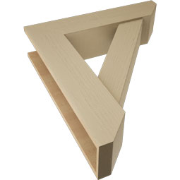 Ekena Millwork - BKTUR0756X32X36TRA06RCPR - Timberthane Faux Wood Traditional Style Bracket w/ Offset Brace, Slat Ends, 7 1/2"W x 32"D x 36"H, Primed Tan
