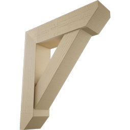 Ekena Millwork - BKTUR0756X32X36TRA06RCPR - Timberthane Faux Wood Traditional Style Bracket w/ Offset Brace, Slat Ends, 7 1/2"W x 32"D x 36"H, Primed Tan