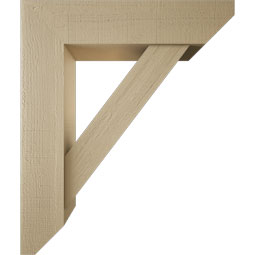 Ekena Millwork - BKTUR0756X32X38TRA06RCPR - Timberthane Faux Wood Traditional Style Bracket w/ Offset Brace, Slat Ends, 7 1/2"W x 32"D x 38"H, Primed Tan