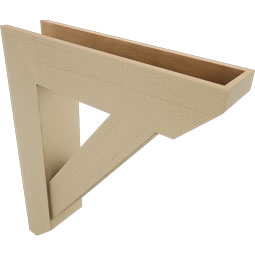 Ekena Millwork - BKTUR0756X32X38TRA06RCPR - Timberthane Faux Wood Traditional Style Bracket w/ Offset Brace, Slat Ends, 7 1/2"W x 32"D x 38"H, Primed Tan