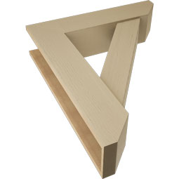 Ekena Millwork - BKTUR0756X32X38TRA06RCPR - Timberthane Faux Wood Traditional Style Bracket w/ Offset Brace, Slat Ends, 7 1/2"W x 32"D x 38"H, Primed Tan