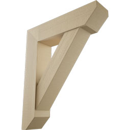 Ekena Millwork - BKTUR0756X32X38TRA06RCPR - Timberthane Faux Wood Traditional Style Bracket w/ Offset Brace, Slat Ends, 7 1/2"W x 32"D x 38"H, Primed Tan