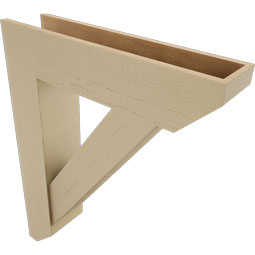 Ekena Millwork - BKTUR0756X32X40TRA06RCPR - Timberthane Faux Wood Traditional Style Bracket w/ Offset Brace, Slat Ends, 7 1/2"W x 32"D x 40"H, Primed Tan