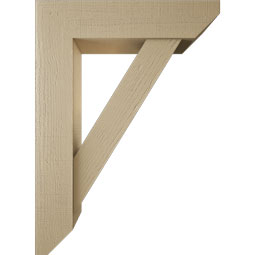 Ekena Millwork - BKTUR0756X32X44TRA06RCPR - Timberthane Faux Wood Traditional Style Bracket w/ Offset Brace, Slat Ends, 7 1/2"W x 32"D x 44"H, Primed Tan