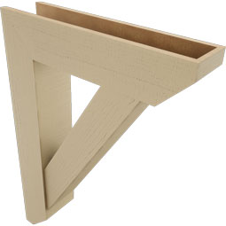 Ekena Millwork - BKTUR0756X32X44TRA06RCPR - Timberthane Faux Wood Traditional Style Bracket w/ Offset Brace, Slat Ends, 7 1/2"W x 32"D x 44"H, Primed Tan