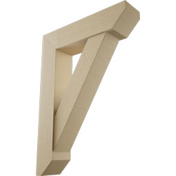 Ekena Millwork - BKTUR0756X32X44TRA06RCPR - Timberthane Faux Wood Traditional Style Bracket w/ Offset Brace, Slat Ends, 7 1/2"W x 32"D x 44"H, Primed Tan