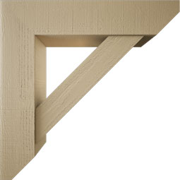 Ekena Millwork - BKTUR0756X34X34TRA06RCPR - Timberthane Faux Wood Traditional Style Bracket w/ Offset Brace, Slat Ends, 7 1/2"W x 34"D x 34"H, Primed Tan