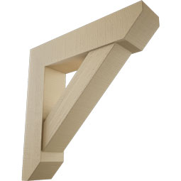 Ekena Millwork - BKTUR0756X34X34TRA06RCPR - Timberthane Faux Wood Traditional Style Bracket w/ Offset Brace, Slat Ends, 7 1/2"W x 34"D x 34"H, Primed Tan