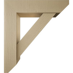 Ekena Millwork - BKTUR0756X34X38TRA06RCPR - Timberthane Faux Wood Traditional Style Bracket w/ Offset Brace, Slat Ends, 7 1/2"W x 34"D x 38"H, Primed Tan