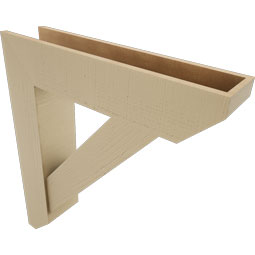 Ekena Millwork - BKTUR0756X34X38TRA06RCPR - Timberthane Faux Wood Traditional Style Bracket w/ Offset Brace, Slat Ends, 7 1/2"W x 34"D x 38"H, Primed Tan