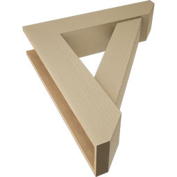 Ekena Millwork - BKTUR0756X34X38TRA06RCPR - Timberthane Faux Wood Traditional Style Bracket w/ Offset Brace, Slat Ends, 7 1/2"W x 34"D x 38"H, Primed Tan
