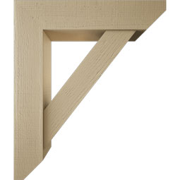 Ekena Millwork - BKTUR0756X34X40TRA06RCPR - Timberthane Faux Wood Traditional Style Bracket w/ Offset Brace, Slat Ends, 7 1/2"W x 34"D x 40"H, Primed Tan