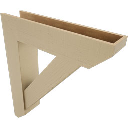 Ekena Millwork - BKTUR0756X34X40TRA06RCPR - Timberthane Faux Wood Traditional Style Bracket w/ Offset Brace, Slat Ends, 7 1/2"W x 34"D x 40"H, Primed Tan