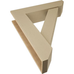 Ekena Millwork - BKTUR0756X34X40TRA06RCPR - Timberthane Faux Wood Traditional Style Bracket w/ Offset Brace, Slat Ends, 7 1/2"W x 34"D x 40"H, Primed Tan