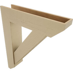Ekena Millwork - BKTUR0756X34X42TRA06RCPR - Timberthane Faux Wood Traditional Style Bracket w/ Offset Brace, Slat Ends, 7 1/2"W x 34"D x 42"H, Primed Tan
