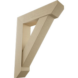 Ekena Millwork - BKTUR0756X34X42TRA06RCPR - Timberthane Faux Wood Traditional Style Bracket w/ Offset Brace, Slat Ends, 7 1/2"W x 34"D x 42"H, Primed Tan