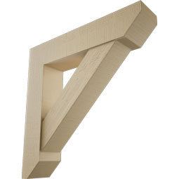 Ekena Millwork - BKTUR0756X36X36TRA06RCPR - Timberthane Faux Wood Traditional Style Bracket w/ Offset Brace, Slat Ends, 7 1/2"W x 36"D x 36"H, Primed Tan