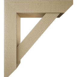 Ekena Millwork - BKTUR0756X36X40TRA06RCPR - Timberthane Faux Wood Traditional Style Bracket w/ Offset Brace, Slat Ends, 7 1/2"W x 36"D x 40"H, Primed Tan