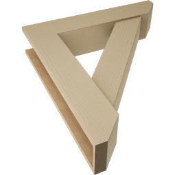 Ekena Millwork - BKTUR0756X36X40TRA06RCPR - Timberthane Faux Wood Traditional Style Bracket w/ Offset Brace, Slat Ends, 7 1/2"W x 36"D x 40"H, Primed Tan