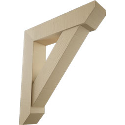 Ekena Millwork - BKTUR0756X36X40TRA06RCPR - Timberthane Faux Wood Traditional Style Bracket w/ Offset Brace, Slat Ends, 7 1/2"W x 36"D x 40"H, Primed Tan