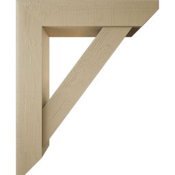 Ekena Millwork - BKTUR0756X36X44TRA06RCPR - Timberthane Faux Wood Traditional Style Bracket w/ Offset Brace, Slat Ends, 7 1/2"W x 36"D x 44"H, Primed Tan